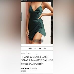 Thank Me Later Cami Strap Asymmetrical Hem Dress Jade Green Size Small